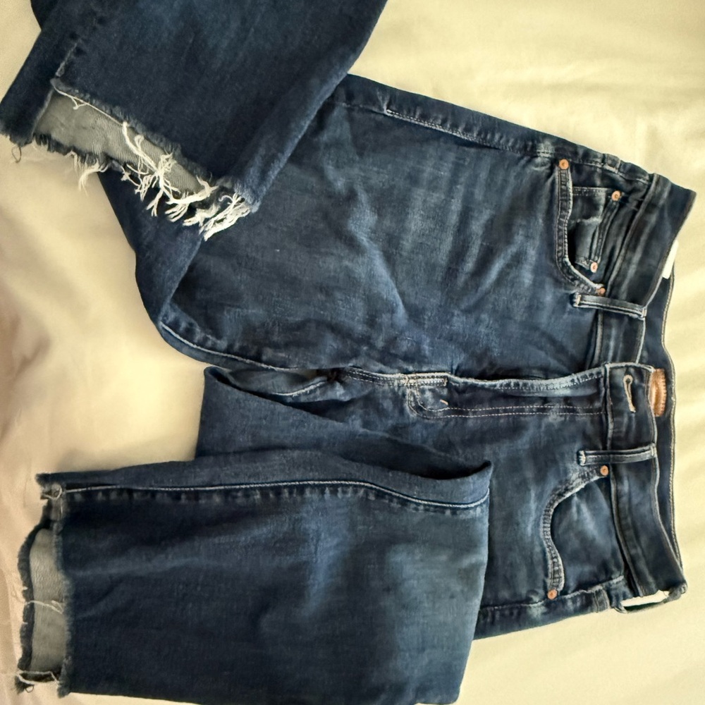 MOTHER Dark Blue “The Insider” Cropped Ankle Jeans